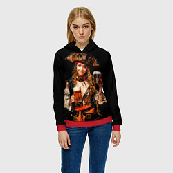 Толстовка-худи женская Пиво на Тартуге - красотка, цвет: 3D-красный — фото 2