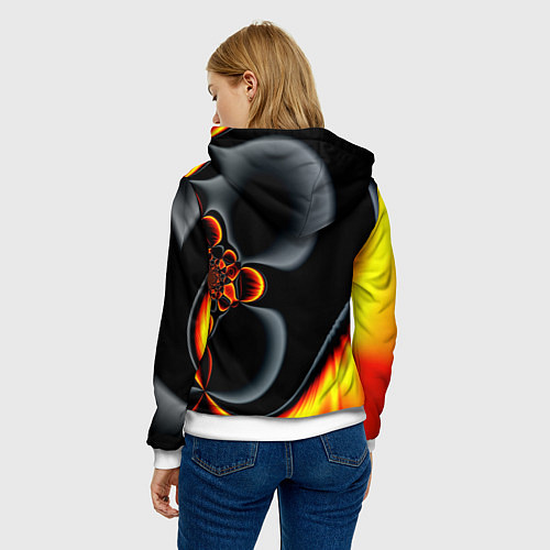 Женская толстовка Фрактальный узор абстракция / 3D-Белый – фото 4