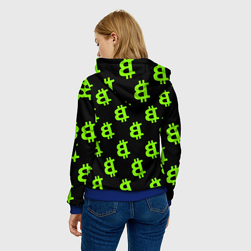 Женская толстовка Биткоин кислотные монеты / 3D-Синий – фото 4