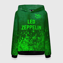 Толстовка-худи женская Led Zeppelin - green gradient посередине, цвет: 3D-черный