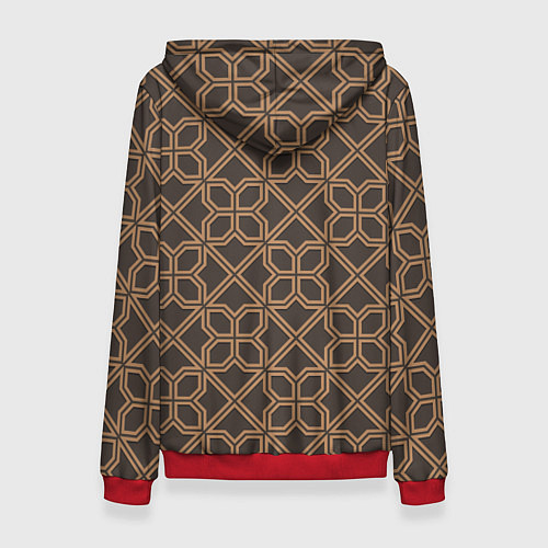 Женская толстовка Геометрический узор коричневый / 3D-Красный – фото 2