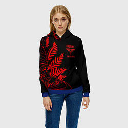 Толстовка-худи женская Последние из нас лого и узор красный, цвет: 3D-синий — фото 2