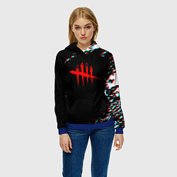 Толстовка-худи женская Dead by daylight глитч, цвет: 3D-синий — фото 2