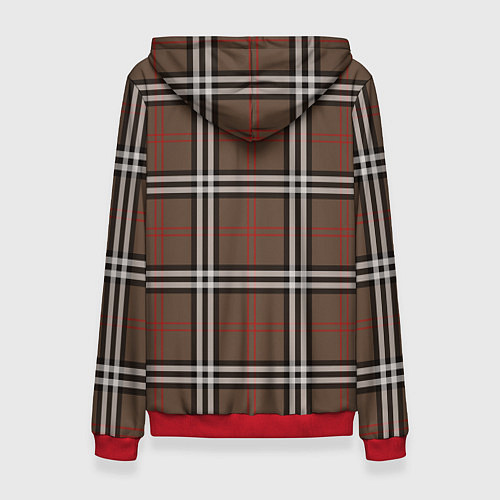 Женская толстовка Стильная клетка - шотландка / 3D-Красный – фото 2