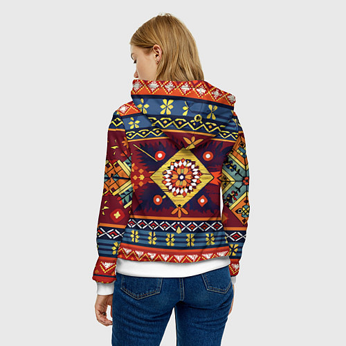 Женская толстовка Стиль советского ковра узоры и орнамент / 3D-Белый – фото 4