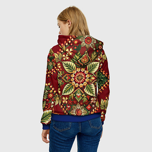 Женская толстовка Стиль советского ковра узоры и орнамент / 3D-Синий – фото 4