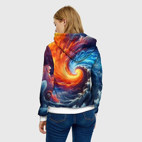 Женская толстовка Столкновение двух стихий - инь янь / 3D-Белый – фото 4