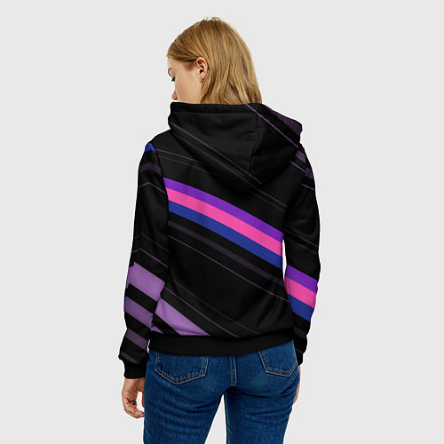 Женская толстовка Неоновые полосы / 3D-Черный – фото 4