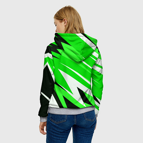 Женская толстовка Geometry stripes green / 3D-Меланж – фото 4