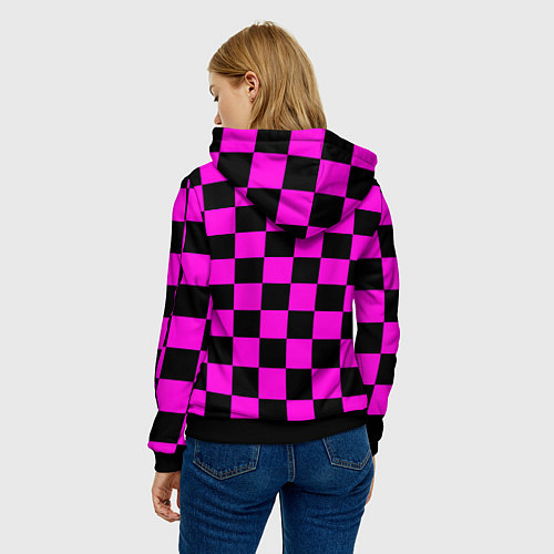 Женская толстовка Эмо шахматная клетка - неформальная мода / 3D-Черный – фото 4