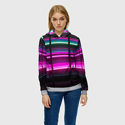 Толстовка-худи женская Неоновые лучи текстура, цвет: 3D-меланж — фото 2