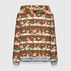 Женская толстовка Капибары на Новый год и Рождество зимой