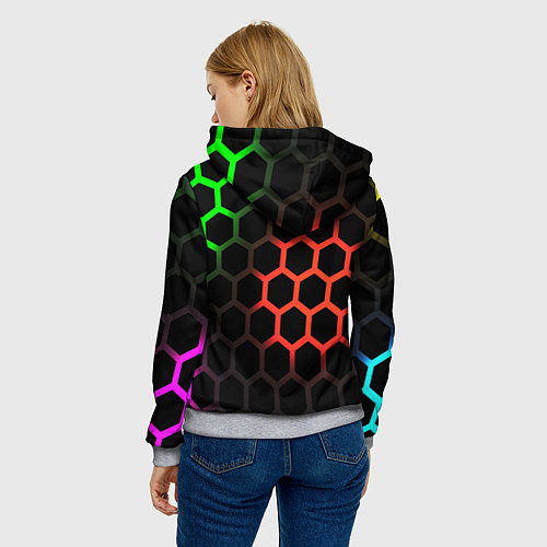 Женская толстовка Hexagon neon / 3D-Меланж – фото 4