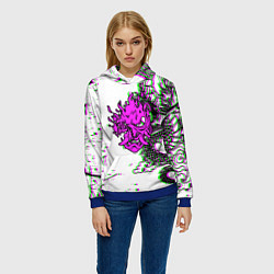 Толстовка-худи женская Cyberpunk neon dragon, цвет: 3D-синий — фото 2