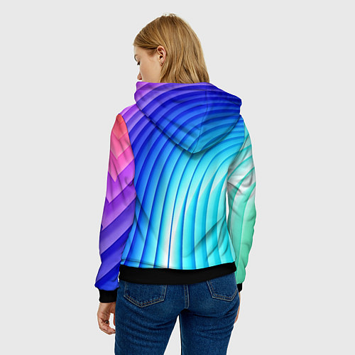 Женская толстовка Полосы неоновый градиент / 3D-Черный – фото 4