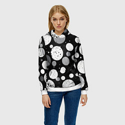 Толстовка-худи женская Круги на темном фоне, цвет: 3D-белый — фото 2