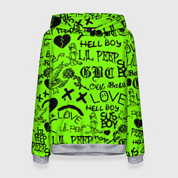 Толстовка-худи женская Lil Peep кислотный паттерн, цвет: 3D-меланж