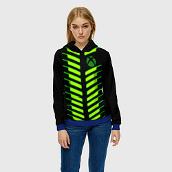 Толстовка-худи женская Xbox green line, цвет: 3D-синий — фото 2