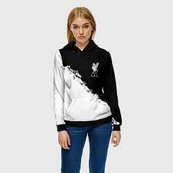 Толстовка-худи женская Liverpool fc белые краски, цвет: 3D-черный — фото 2