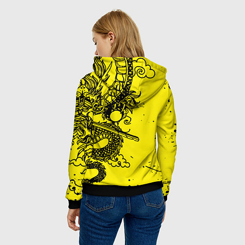 Женская толстовка Syberpunk dragon tatoo / 3D-Черный – фото 4