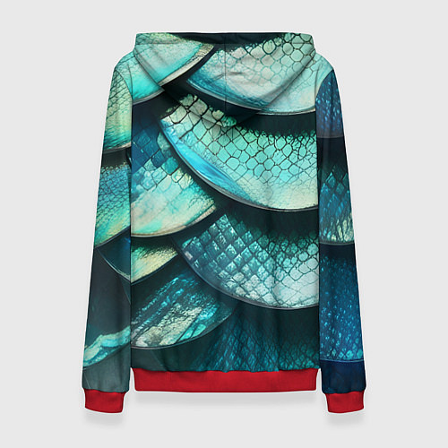 Женская толстовка Чешуя крупной рыбы / 3D-Красный – фото 2