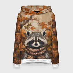 Женская толстовка Осенний енот в шарфе
