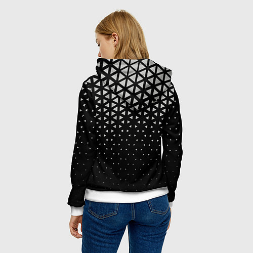 Женская толстовка Геометрический градиент - чёрно-белый / 3D-Белый – фото 4