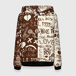 Толстовка-худи женская Lil peep retro pattern, цвет: 3D-черный