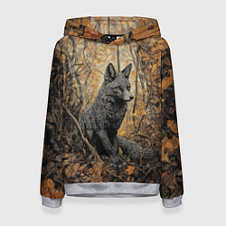Женская толстовка Серый лис в осенней чаще