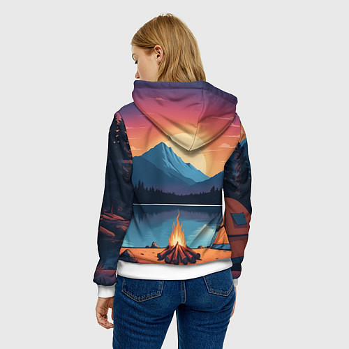 Женская толстовка В лесу с палаткой / 3D-Белый – фото 4