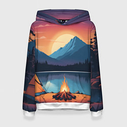 Женская толстовка В лесу с палаткой