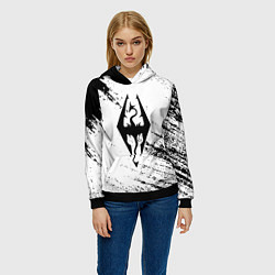 Толстовка-худи женская The Elder Scrolls чёрно белые краски, цвет: 3D-черный — фото 2