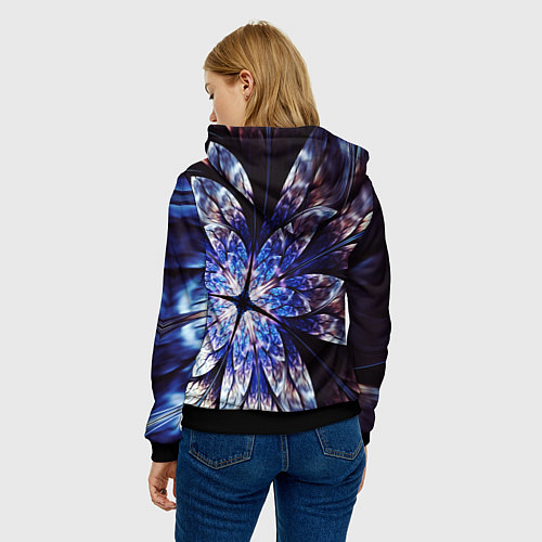 Женская толстовка Фрактальный узора стекло / 3D-Черный – фото 4