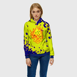 Толстовка-худи женская Cyberpunk 2077 листья сакуры, цвет: 3D-синий — фото 2