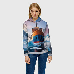 Толстовка-худи женская Северный морской путь, цвет: 3D-меланж — фото 2