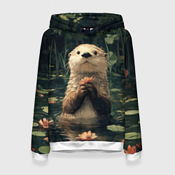 Женская толстовка Выдра в лесном пруду