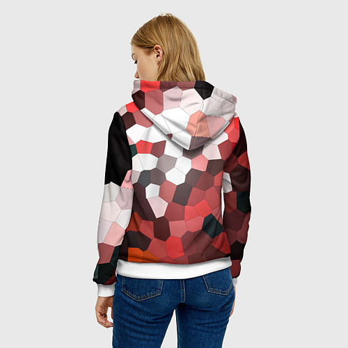 Женская толстовка Красно белая мозаика / 3D-Белый – фото 4