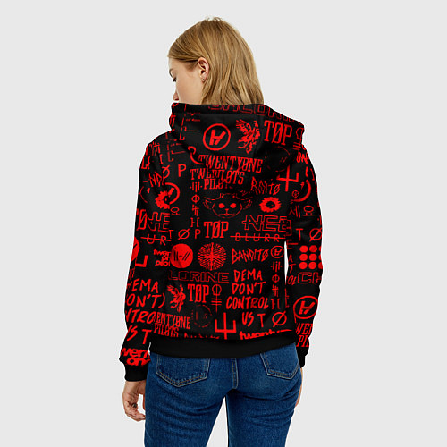 Женская толстовка Twenty one pilots pattern rock steel / 3D-Черный – фото 4