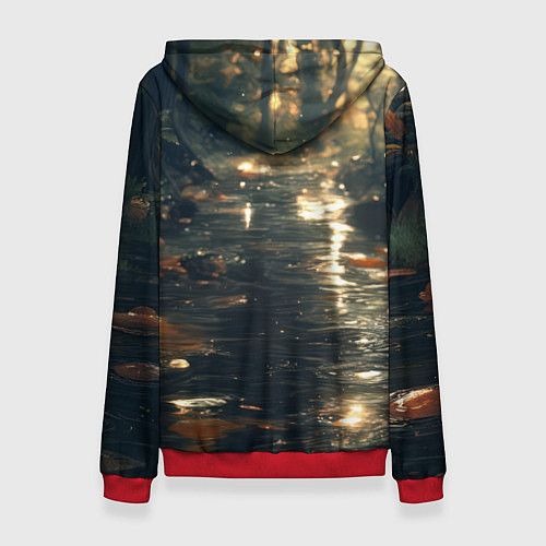 Женская толстовка Выдра в летнем пруду / 3D-Красный – фото 2