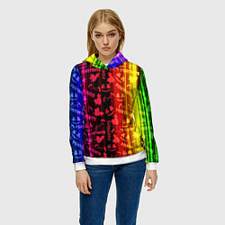 Толстовка-худи женская Fortnite neon game, цвет: 3D-белый — фото 2