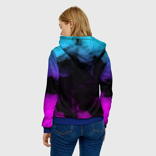 Женская толстовка Градиент - дым / 3D-Синий – фото 4