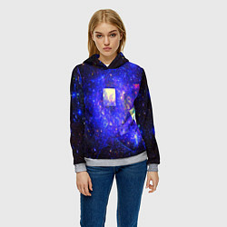Толстовка-худи женская Космическая абстракция звезды, цвет: 3D-меланж — фото 2