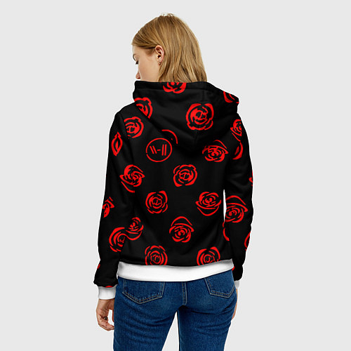Женская толстовка Twenty one pilots rose pattern / 3D-Белый – фото 4