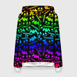 Толстовка-худи женская Marshmello neon steel pattern, цвет: 3D-белый