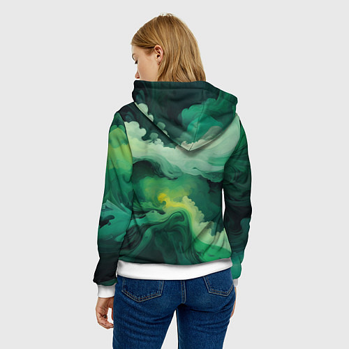 Женская толстовка Изумрудные волны / 3D-Белый – фото 4