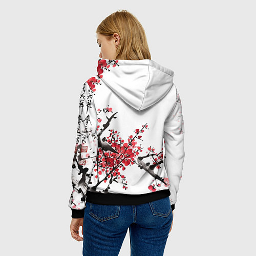 Женская толстовка Китайский стиль - слива / 3D-Черный – фото 4