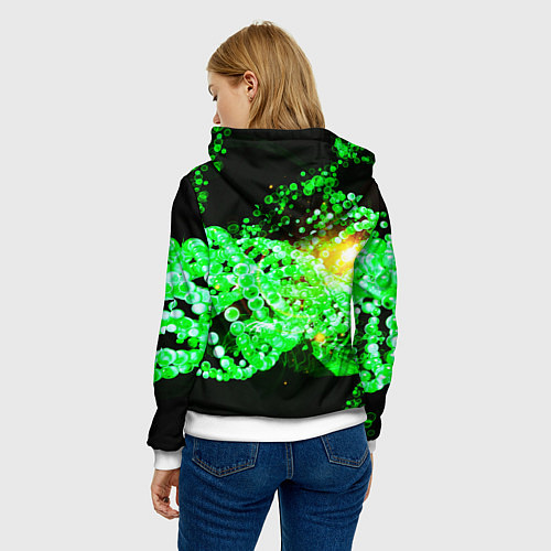 Женская толстовка Абстракция зеленые нейроны / 3D-Белый – фото 4