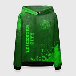 Толстовка-худи женская Leicester City - green gradient вертикально, цвет: 3D-черный