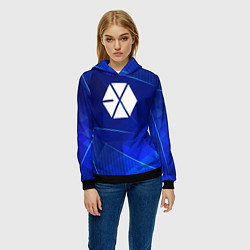 Толстовка-худи женская Exo blue poly, цвет: 3D-черный — фото 2