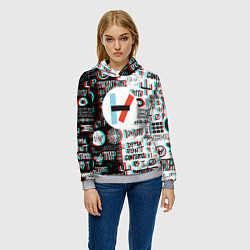 Толстовка-худи женская Twenty one pilots glitch pattern, цвет: 3D-меланж — фото 2